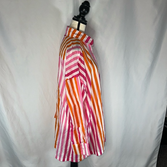 Beach Riot • Alexa Coverup Button Down Top Shirt Petite Large PL Sunset Stripes - Picture 5 of 8